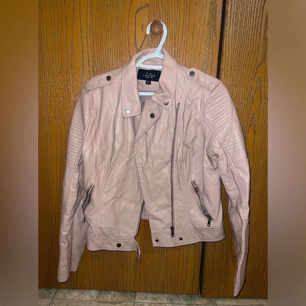 Pink Vegan Leather Jacket